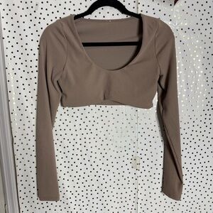 ALO Yoga Taupe Long Sleeve Crop Top